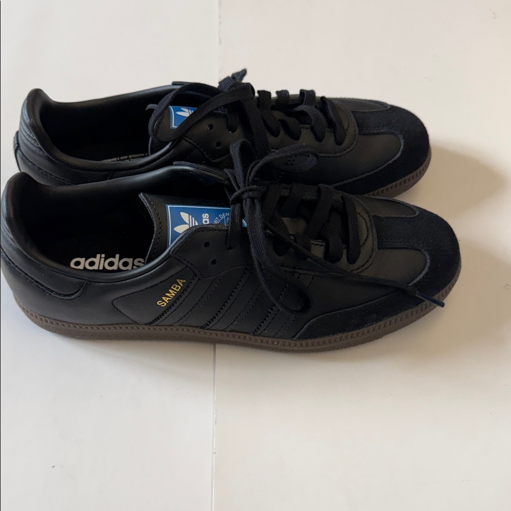 ADIDAS Samba OG Leather Sneakers with Blue Tongue Label - Picture 8 of 11